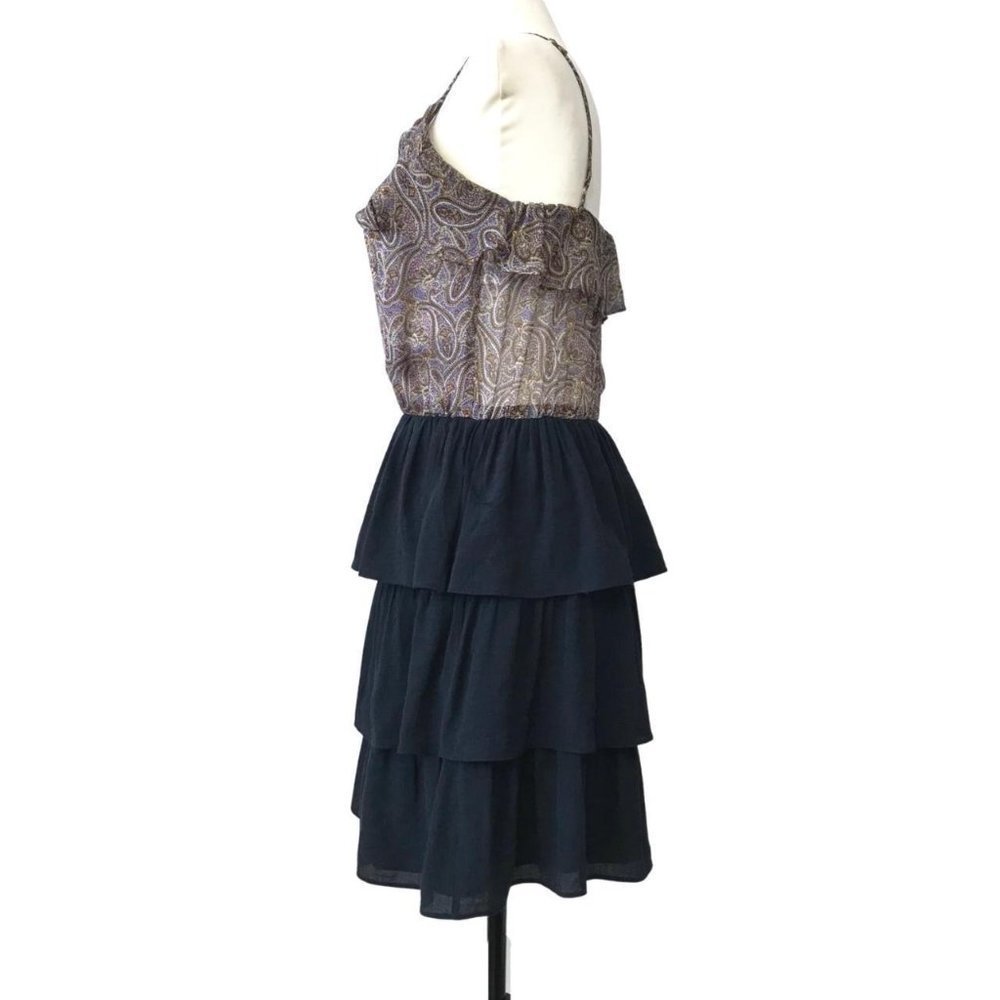 SANDRO Paris frill dress with paisley chiffon top contrasting frill skirt ~s8 XS - Picture 2 of 4